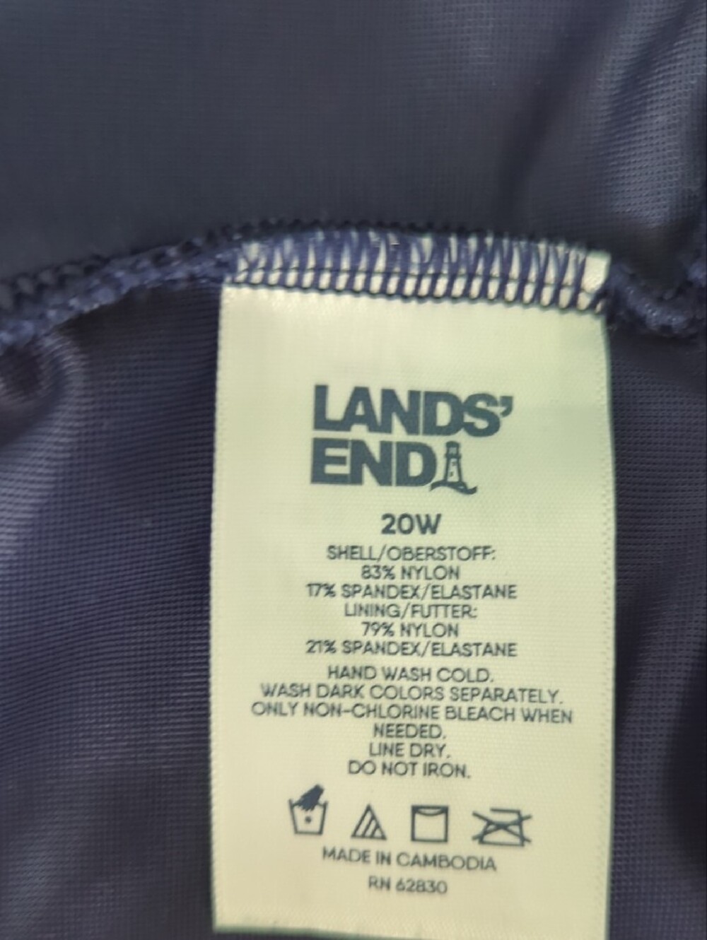 Lands End Navy Polka Dot Wrap Bathing Suit- Plus Size🩱20W Comfortable, Skirt - Picture 5 of 6